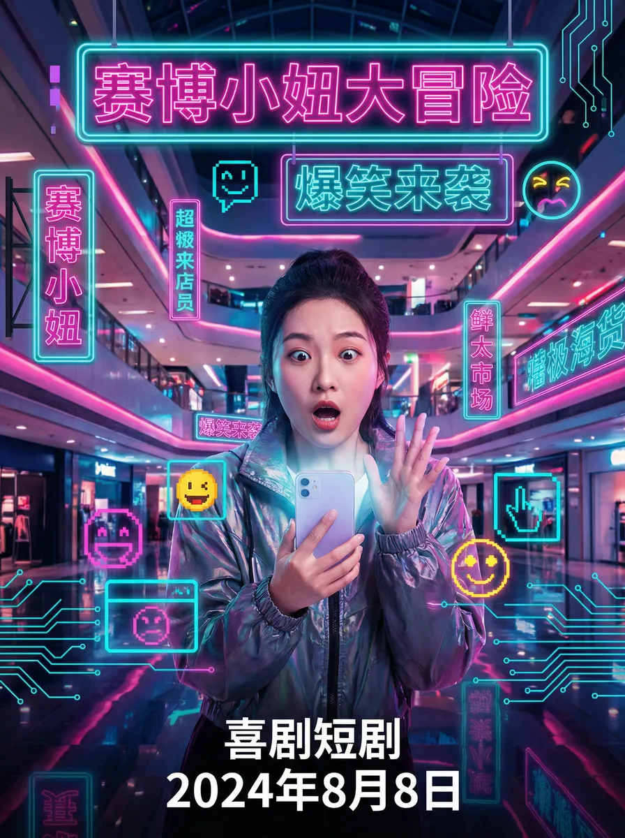 今年十五月亮十四圆 搞笑喜剧短剧 - 赛博小妞大冒险海报